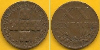 Portugal - XX Centavos 1956 (Km# 584)
