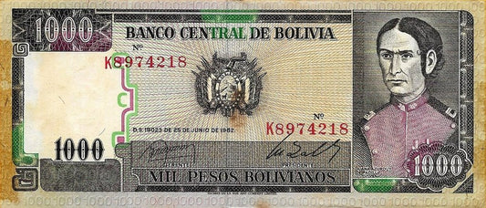 Bolivia - 1000 Pesos Bolivianos 1982 (# 167a)