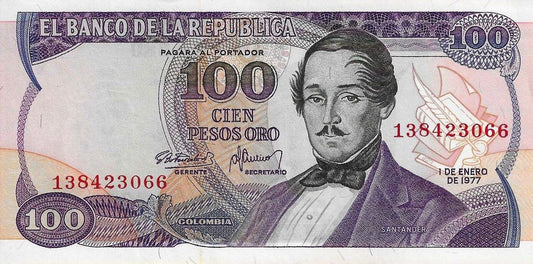 Colombia - 100 Pesos 1977 (# 418a)