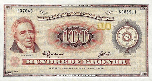 Dinamarca - 100 Kroner 1970 (# 46f)