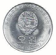 Coreia Norte - 5 Won 2005 (Km# 1015)