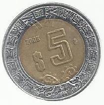 Mexico - 5 Pesos 2006 (Km# 605)