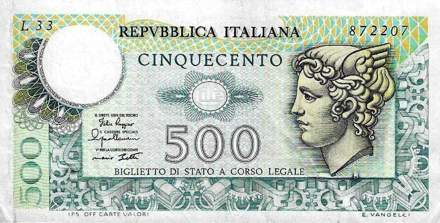 Italia - 500 Liras 1974 (# 94)