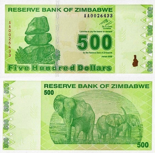 Zimbabwé - 500 Dolares 2009 (# 98)