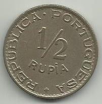 India Portuguesa - 1/2 Rupia 1947 (Km# 26)