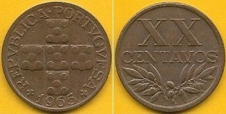 Portugal - XX Centavos 1965 (Km# 584)