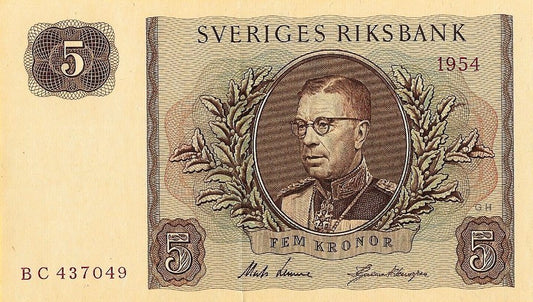 Suécia - 5 Kronor 1954 (# 42a)