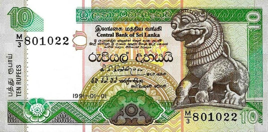 Sri Lanka - 10 Rupias 1991 (# 102c)