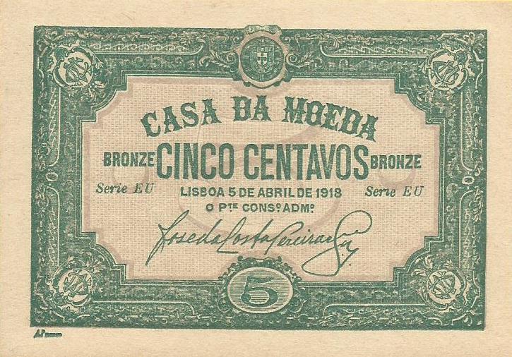 Portugal - 5 Centavos 1918 (# 97)