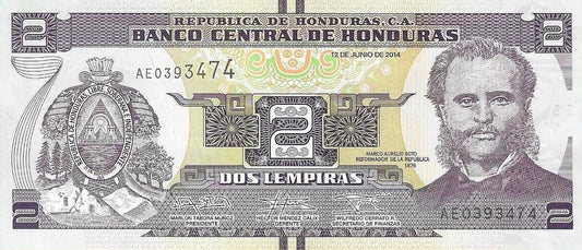 Honduras - 2 Lempiras 2014 (# 97b)