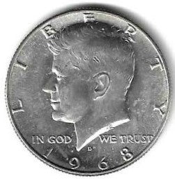 USA - 50 Cents 1968 (Km# 202a)