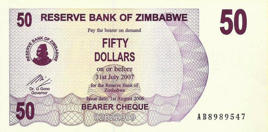 Zimbabwé - 50 Dolares 2006 (# 41)