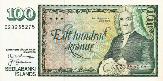 Islandia - 100 Kronur 1986 (# 54)
