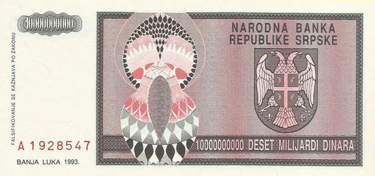 Bosnia Herzegovina - 10000000000 Dinara 1993 (# 148a)