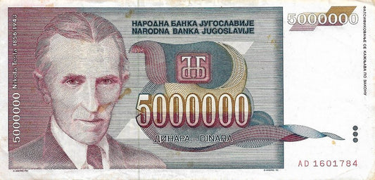 Jugoslavia - 5000000 Dinara 1993 (# 121)