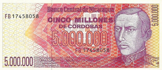 Nicaragua - 5000000 Cordobas 1990 (# 165)