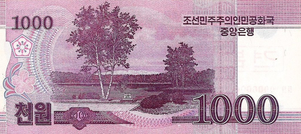 Coreia Norte - 1000 Won 2008 (# 64s) Especimen
