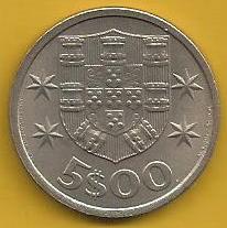 Portugal - 5$00 1968 (Km# 591)