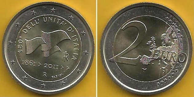 Itália - 2 Euro 2011 (Km# 338) 150 Anos Unificação