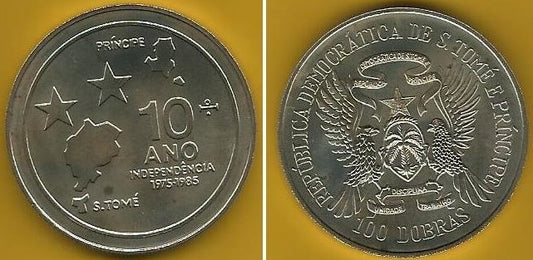 S. T. Principe - 100 Dobras 1985 (Km# 42) Independencia