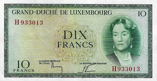 Luxemburgo - 10 Francos 1954 (# 48a)
