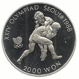 Coreia Sul - 2000 Won 1987 (Km# 52) Wrestling