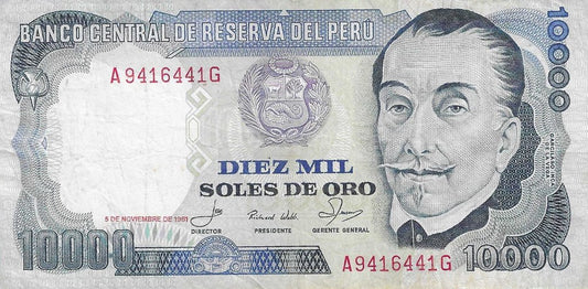 Peru - 10000 Soles Ouro 1981 (# 124)