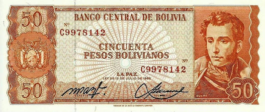 Bolivia - 50 Bolivianos 1962 (# 162a)