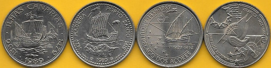 Portugal - 100$00 1989/90 (Km# 646/647/648 e 649) Descobrimentos