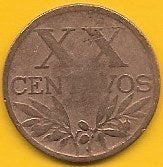 Portugal - XX Centavos 1944 (Km# 584)