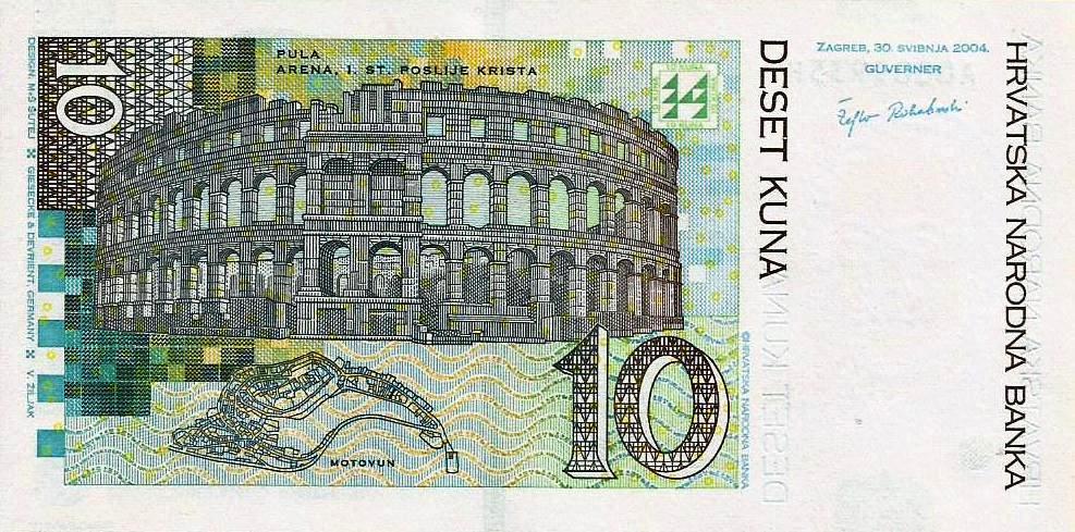 Croacia - 10 Kuna 2004 (# 43) 10º Anivº Banco Central