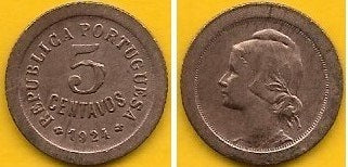 Portugal - 5 Centavos 1924 (Km# 572)