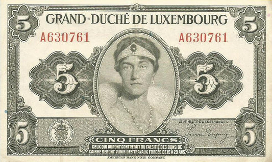 Luxemburgo - 5 Francos 1944 (# 43b)