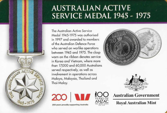 Australia - 20 Centimos 2017 (Km# ..) Australian Active Service Medal 1945-1975
