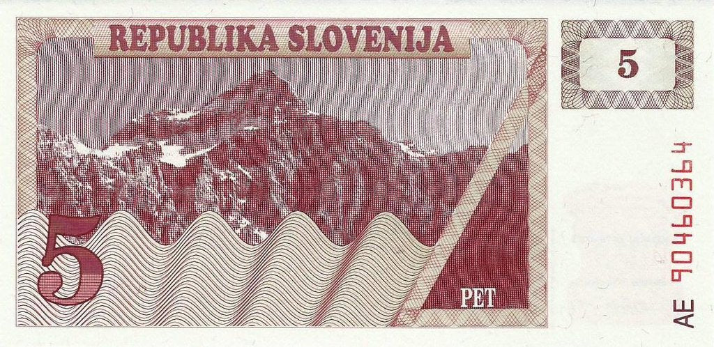 Eslovenia - 5 Tolarjev 1990 (# 3a)