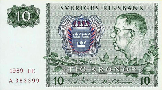 Suécia - 10 Kronor 1989 (# 52e)