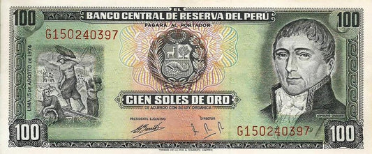 Peru - 100 Soles Ouro 1974 (# 102c)