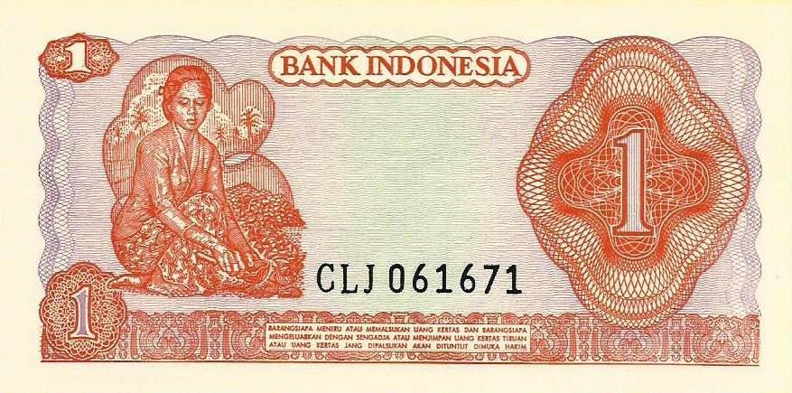 Indonesia - 1 Rupia 1968 (# 102)