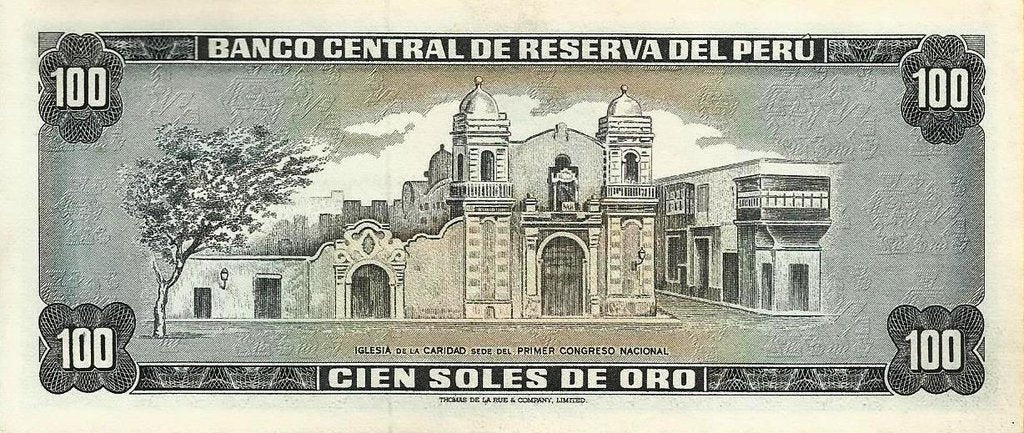 Peru - 100 Soles Ouro 1974 (# 102c)