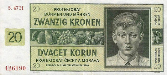 Bohemia Moravia - 20 Kronen 1944 (# 9a)