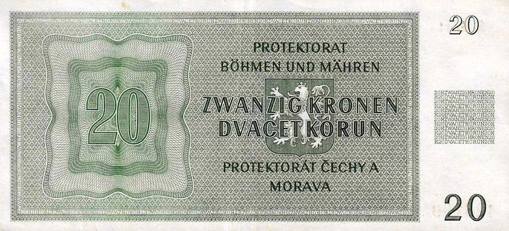 Bohemia Moravia - 20 Kronen 1944 (# 9a)