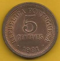 Portugal - 5 Centavos 1921 (Km# 569)