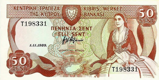 Chipre - 50 Centimos 1989 (# 52)