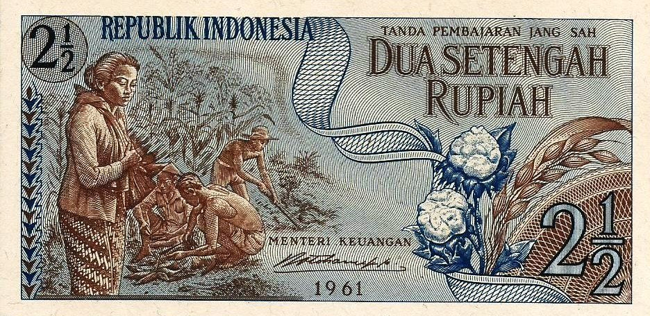 Indonesia - 2 1/2 Rupias 1961 (# 79)