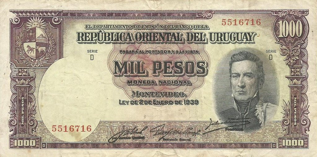 Uruguay - 1000 Pesos 1939 (# 41c)