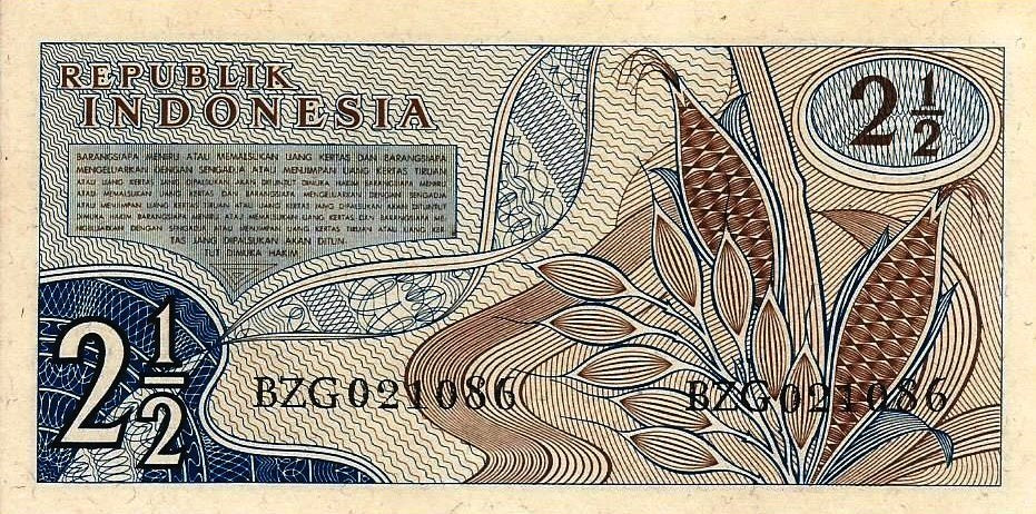 Indonesia - 2 1/2 Rupias 1961 (# 79)