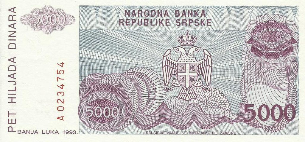Bosnia Herzegovina - 5000 Dinara 1993 (# 149a)