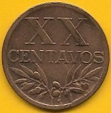 Portugal - XX Centavos 1943 (Km# 584)