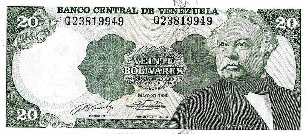 Venezuela - 20 Bolivares 1990 (# 63c)