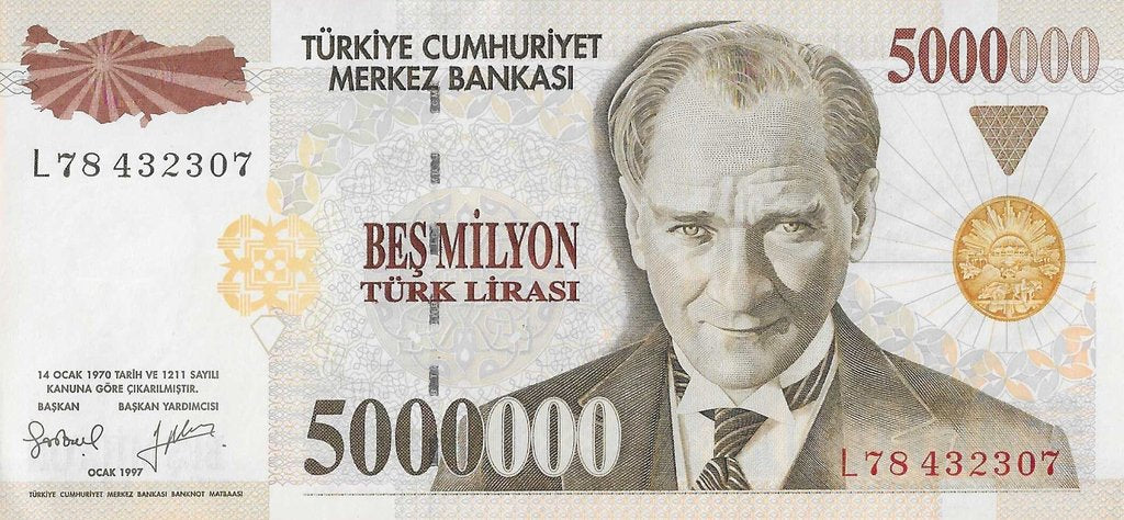 Turquia - 5000000 Liras 1997 (# 210b)